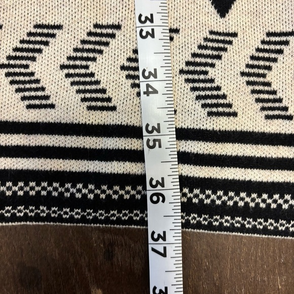 Jessica Simpson Aztec Print Long Open Cardigan Black/Cream Size L Cotton - Picture 14 of 14